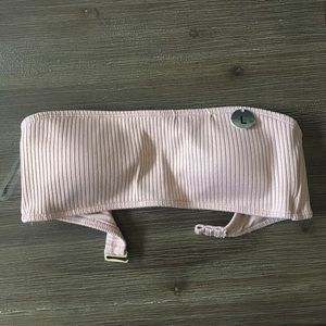 NWT Forever 21 Ribbed Strapless Bikini top blush/gold